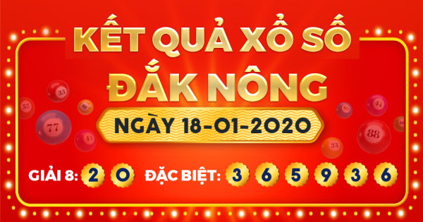 Kết quả xổ số Đắk Nông ngày 18/1/2020
